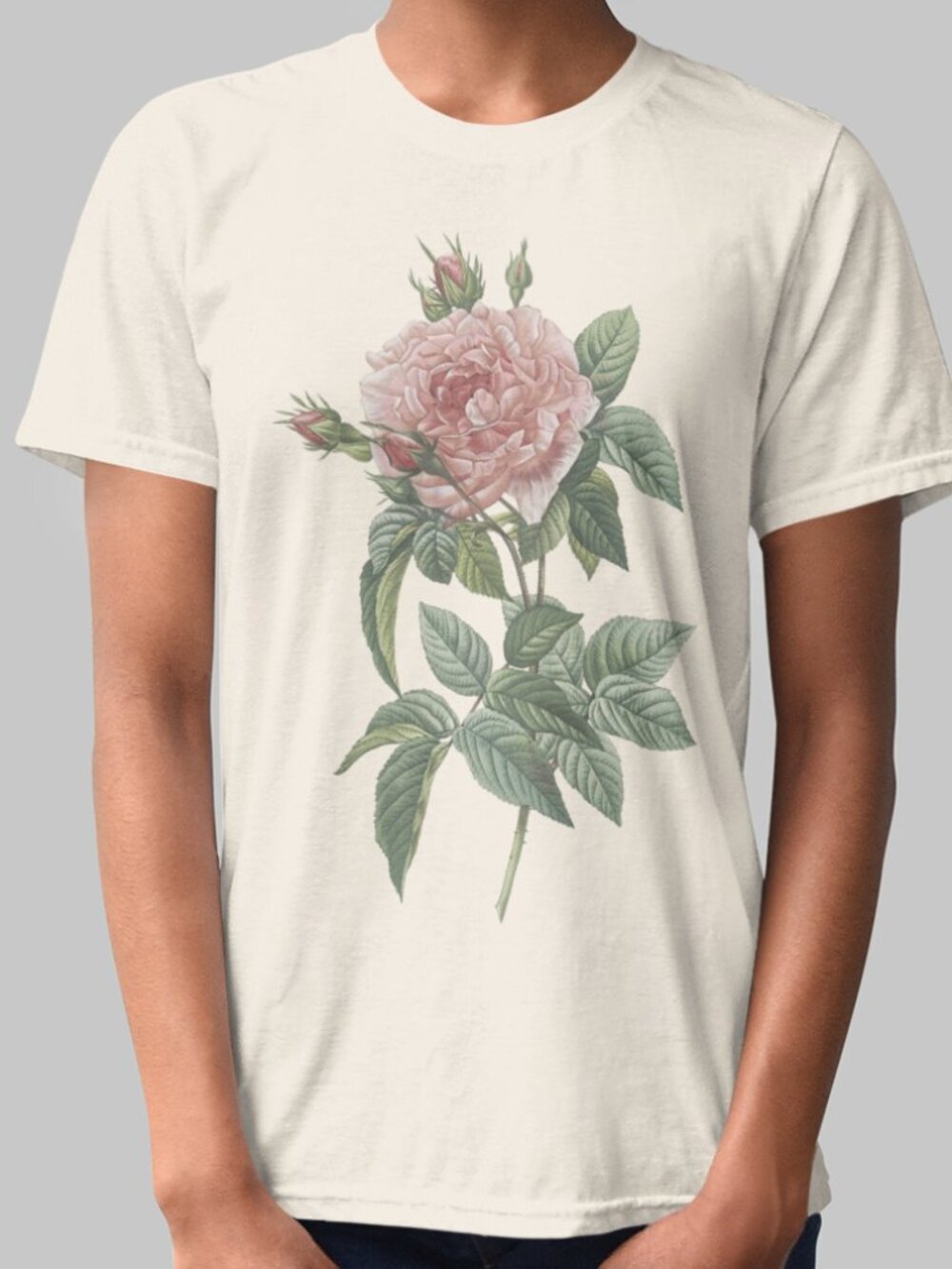 Rose Vintage Floral Print Short Sleeve Graphic Tee T-shirt S-XXL